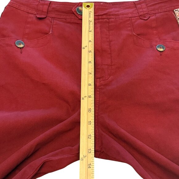 Anthropologie Women's Burgundy Pants Size 4 W/ Embroidered Side Stripes NWT - Picture 10 of 16